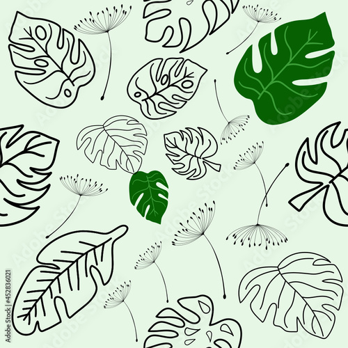 full color leaf, seamless pattern palm leaf, green palm leaf pattern, nature leamless patern © WP_7824