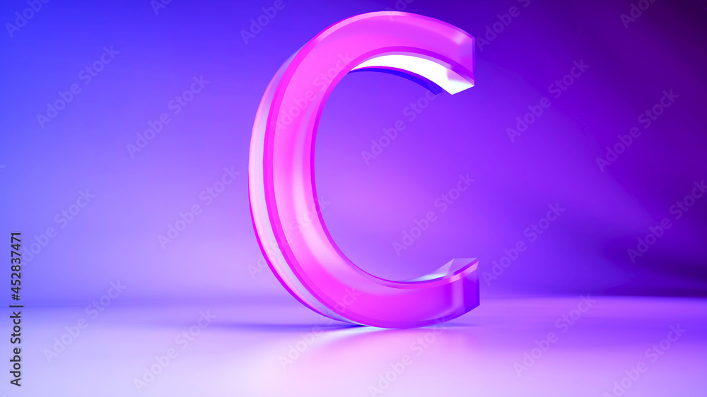 3d rendering effect english letters C