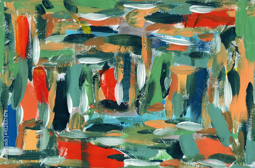 Acrylic abstract background. Colorful paint strokes. Creative gouache wallpaper. Acrylic paint abstract illustration.