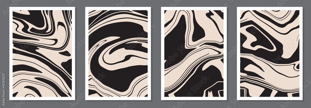 Fototapeta premium Set of trendy retro 1970s style abstract posters