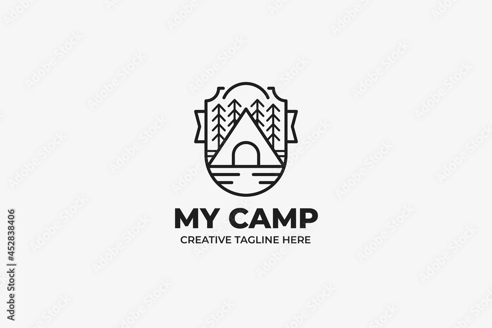 Camping Outdoor Nature Park Monoline Logo