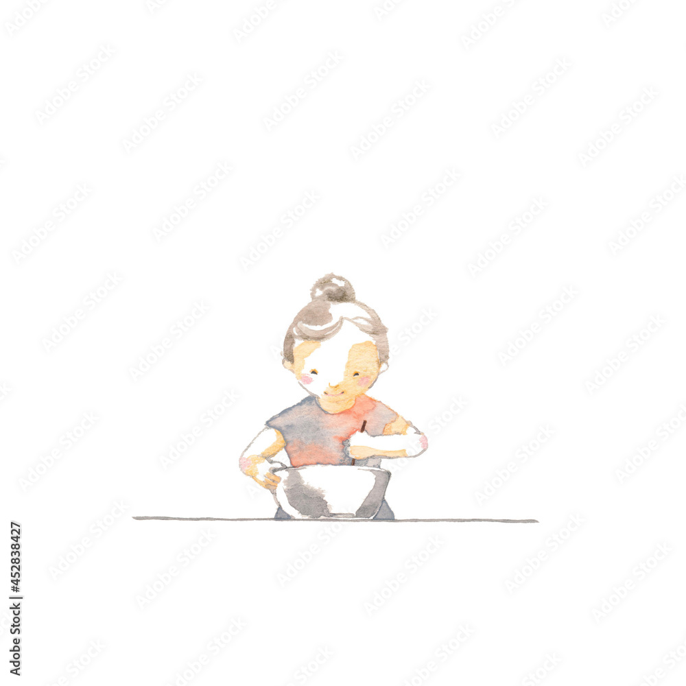 料理をする小さい女の子 料理をする小さい女の子