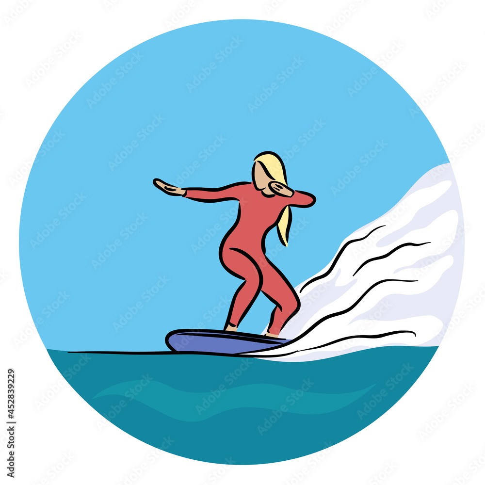 surfing girl Illustration