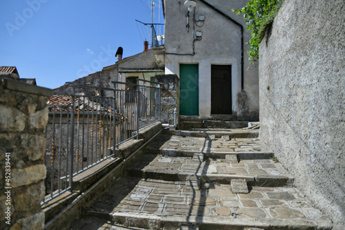 A street in the historic center of Castelsaraceno  a old town in the Basilicata region  Italy.