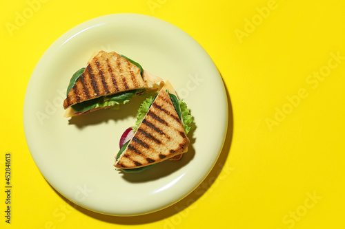 Two grilled panini sandwich...