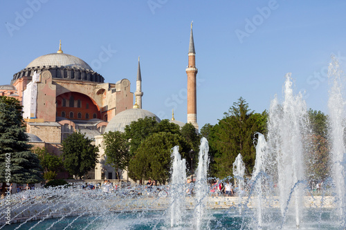 Hagia Sophia domes and minarets in the old town of Istanbul
