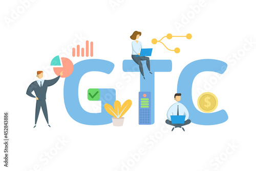 GTC, Good Till Canceled. Concept with keyword, people and icons. Flat vector illustration. Isolated on white.