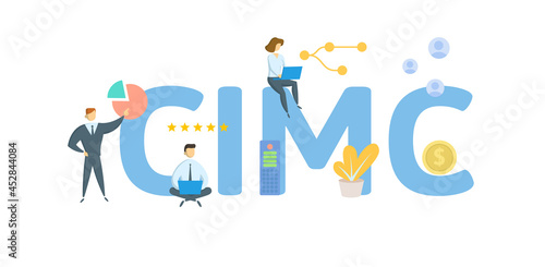 CIMC, Collective Investment Management Company. Concept with keyword, people and icons. Flat vector illustration. Isolated on white.