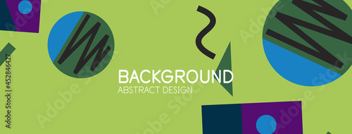 Abstract background. Blocks, lines, triangles, circles composition. Techno or business concept for wallpaper, banner, background, landing page