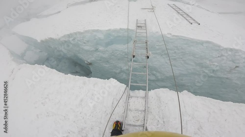  Dehradun, Uttarakhand India August 15, 2021. Indian climbers tracking towards Everest South Base Camp in Nepal at an altitude of 5,364 metres. High-quality Full HD footage.