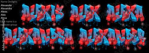 Graffiti styled Name Design - Alexander, Alexandra, Alexis, Alex, Alexa photo