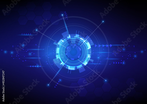 Abstract futuristic technology background. Digital circuit line and curve polygonal connecting concept. Graphic science visualization vector illustrator.