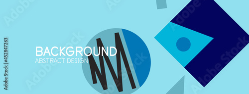 Abstract background. Blocks, lines, triangles, circles composition. Techno or business concept for wallpaper, banner, background, landing page