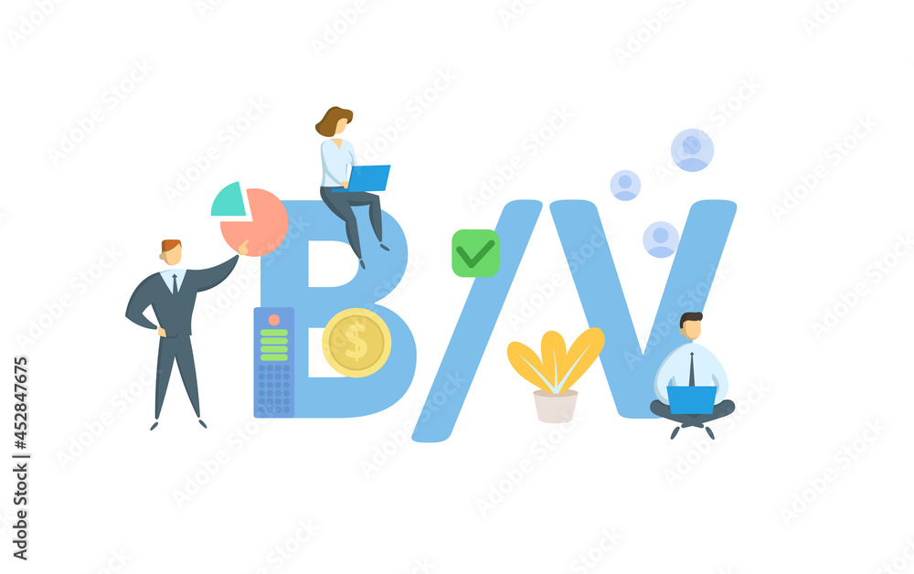 BV, Book value. Concept with keyword, people and icons. Flat vector illustration. Isolated on white.