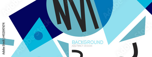 Abstract background. Blocks, lines, triangles, circles composition. Techno or business concept for wallpaper, banner, background, landing page