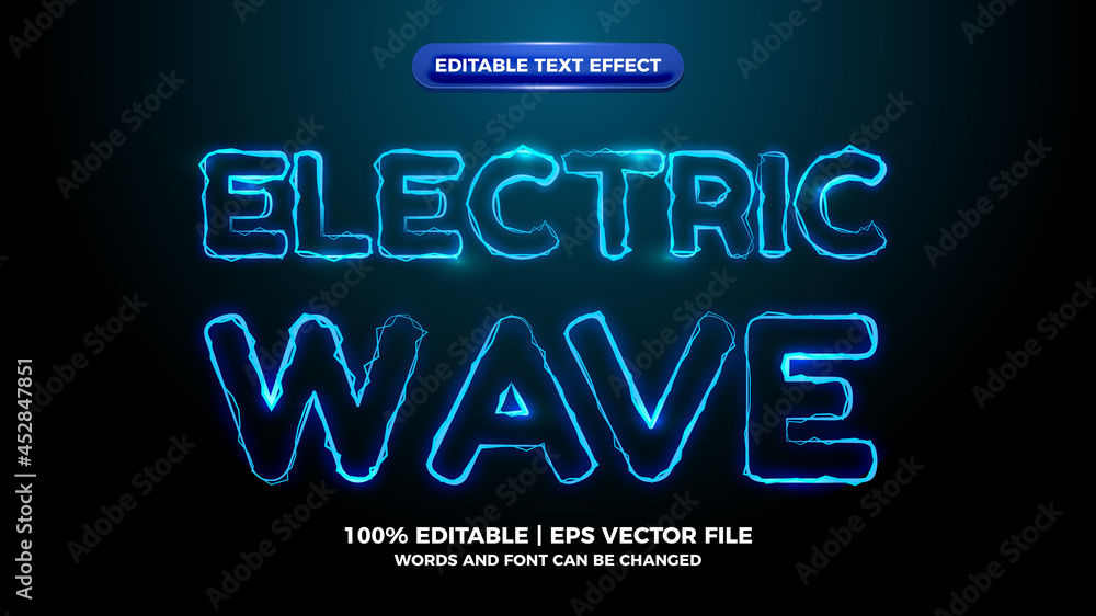 blue elictric wave editable text effect