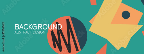 Abstract background. Blocks, lines, triangles, circles composition. Techno or business concept for wallpaper, banner, background, landing page