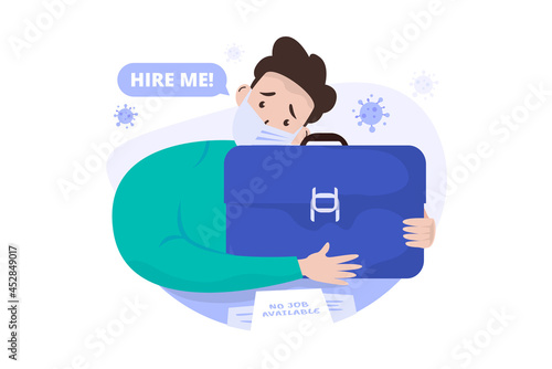 A sad man lost his job during a pandemic