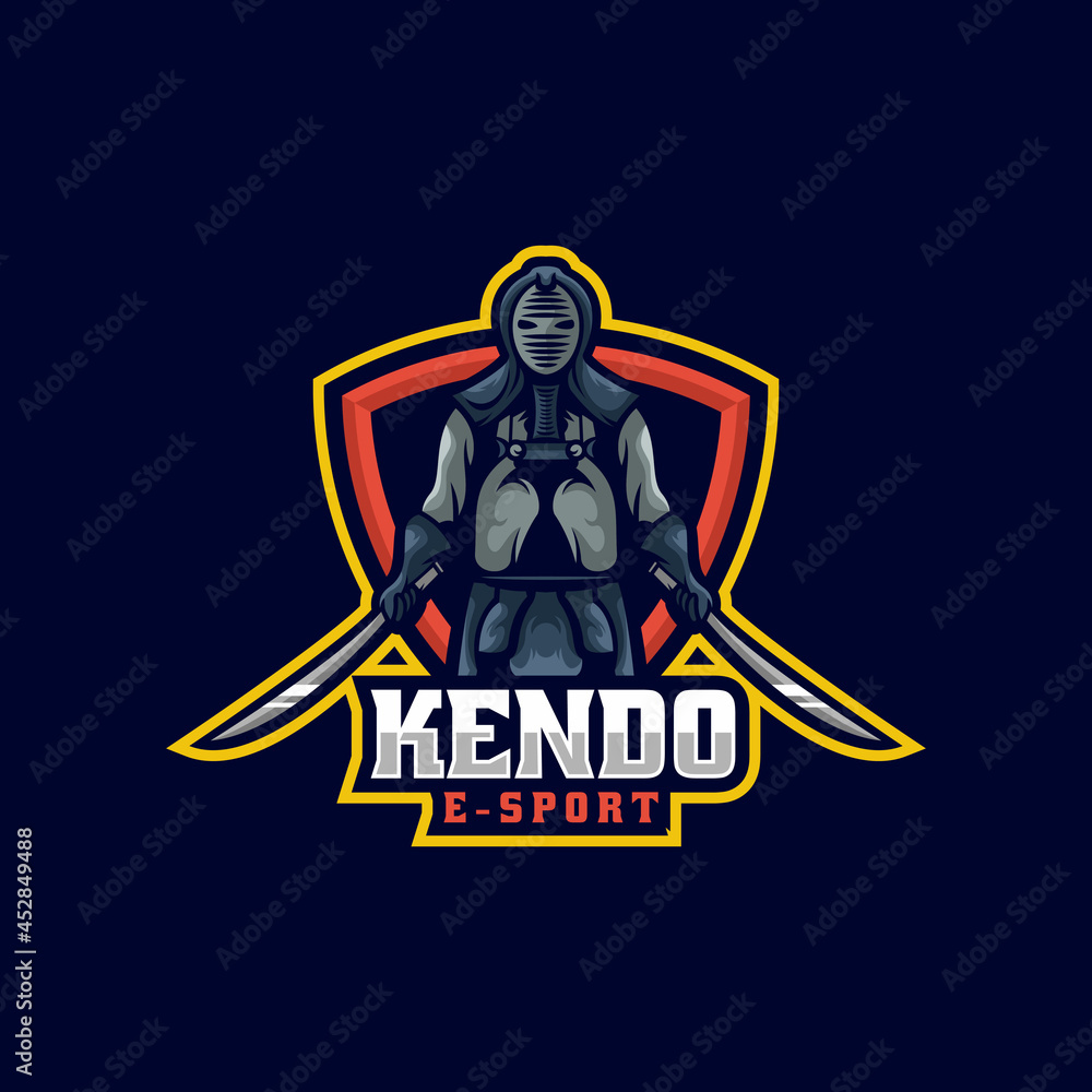 Vector Logo Illustration Kendo E Sport and Sport Style. Vector Logo Illustration Kendo E Sport and Sport Style.