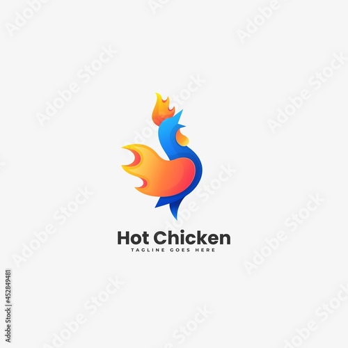 Vector Logo Illustration Chicken Gradient Colorful Style.