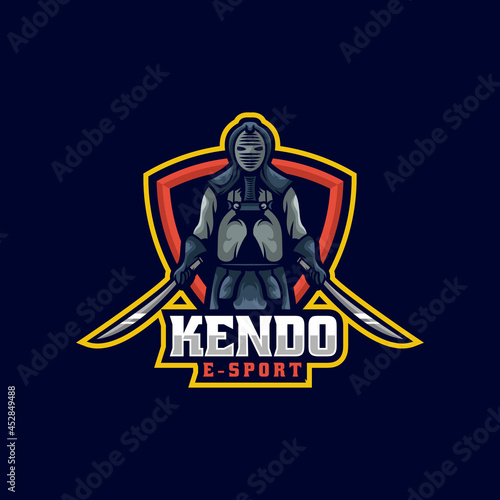 Vector Logo Illustration Kendo E Sport and Sport Style.