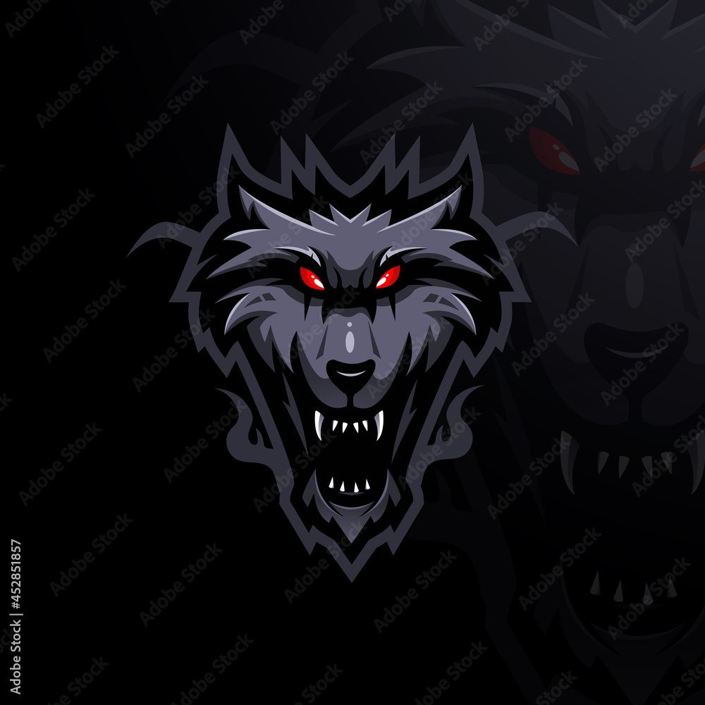 Wolf mascot logo design vector with modern illustration concept style for badge, emblem and t shirt printing. Angry wolf illustration for gaming, sport and team