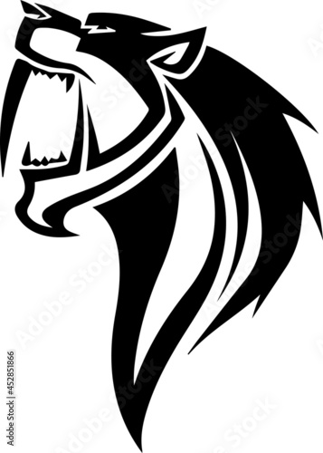  A sabretooth tiger in tribal style. Ancient King of Beasts simple vector illustration.