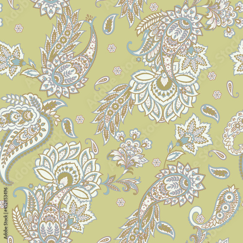 Paisley floral seamless vector pattern