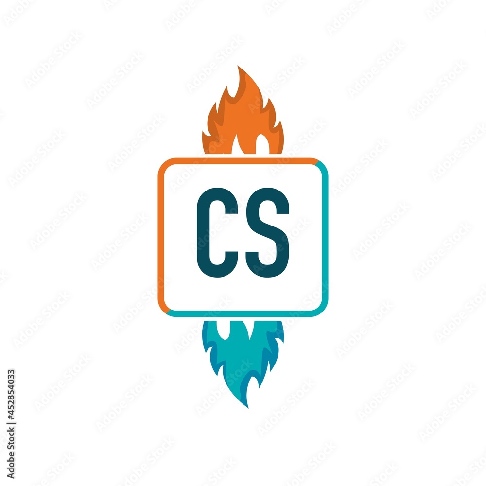 Initial Letter cs fire logo design template. Fire logo concept ...