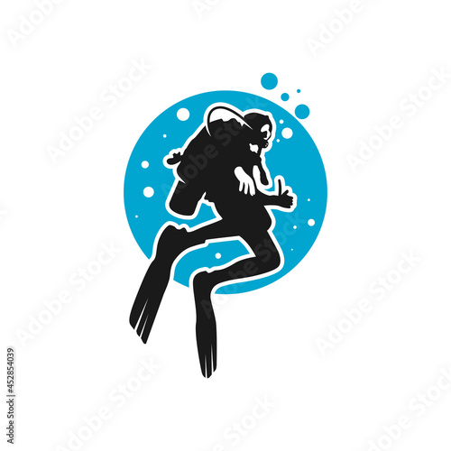 ocean diver illustration logo design