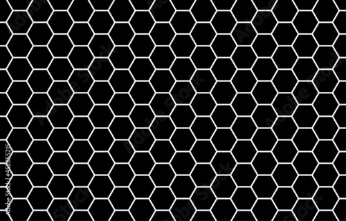 Hexagon bee hive honeycomb pattern seamless large scale abstract black background vector