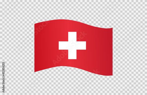 Waving flag of  Switzerland  isolated  on png or transparent  background,Symbol  Switzerland,template for banner,card,advertising ,promote, vector illustration top gold medal sport winner country