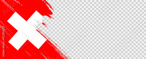 Switzerland  flag with brush paint textured isolated  on png or transparent background,Symbol of Switzerland,template for banner,promote, design,vector,top gold medal winner sport country