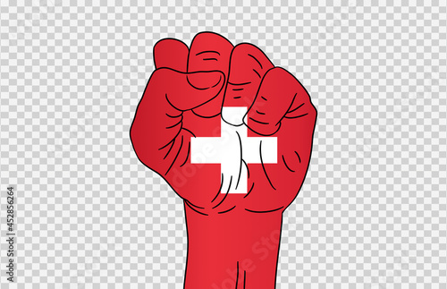 Switzerland flag colored hand isolated on png or transparent  background, Symbols of Switzerland template for banner,card,advertising ,promote,magazine,vector,top gold medal winner sport country