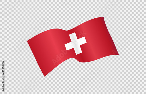 Waving flag of  Switzerland  isolated  on png or transparent  background,Symbol  Switzerland,template for banner,card,advertising ,promote, vector illustration top gold medal sport winner country
