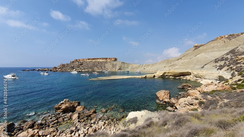 Coast and Beach of Għajn Tuffieħa in Malta