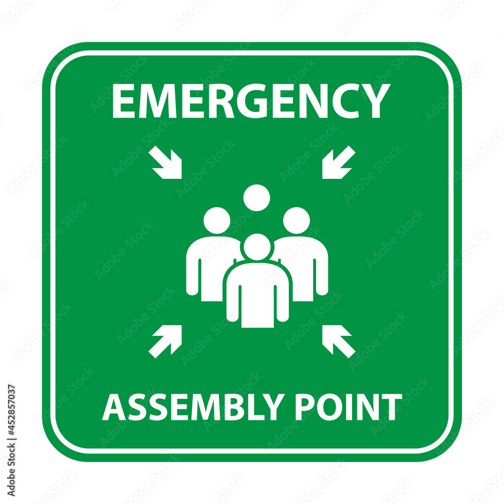 Emergency assembly point sign, gathering point signboard, emergency ...