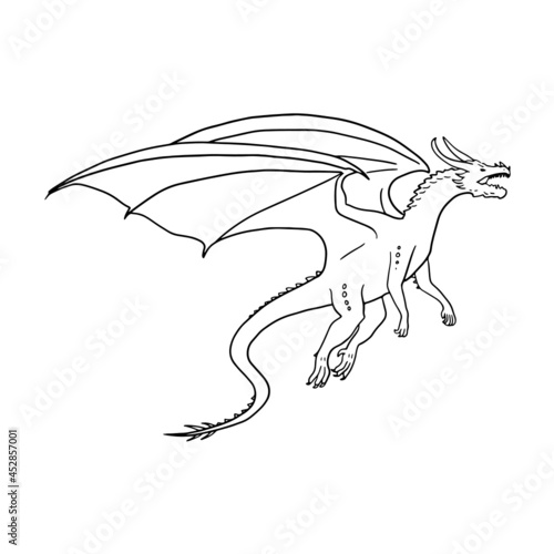 Dragon Fantasy Creature Line Art 