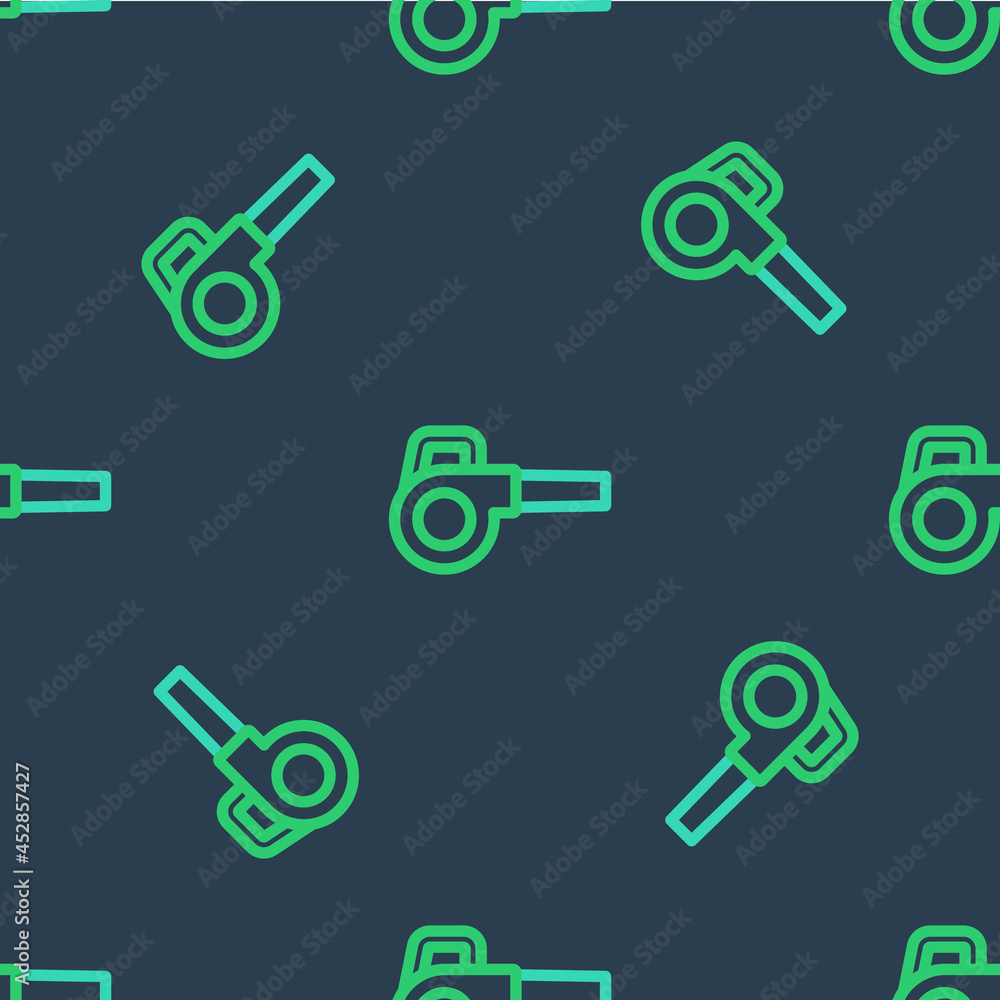 Line Leaf garden blower icon isolated seamless pattern on blue background. Vector Line Leaf garden blower icon isolated seamless pattern on blue background. Vector