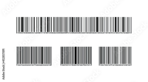 Vector Barcode Collection, Black Lines and Numbers, Marks Collection Isolated on White Background, Icons Set, Long and Short Bar Codes.