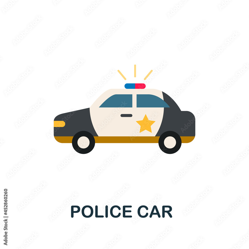 Police Car icon. Flat sign element from transport collection. Creative Police Car icon for web design, templates, infographics and more