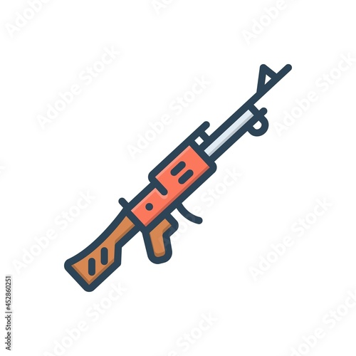 Color illustration icon for rifle 