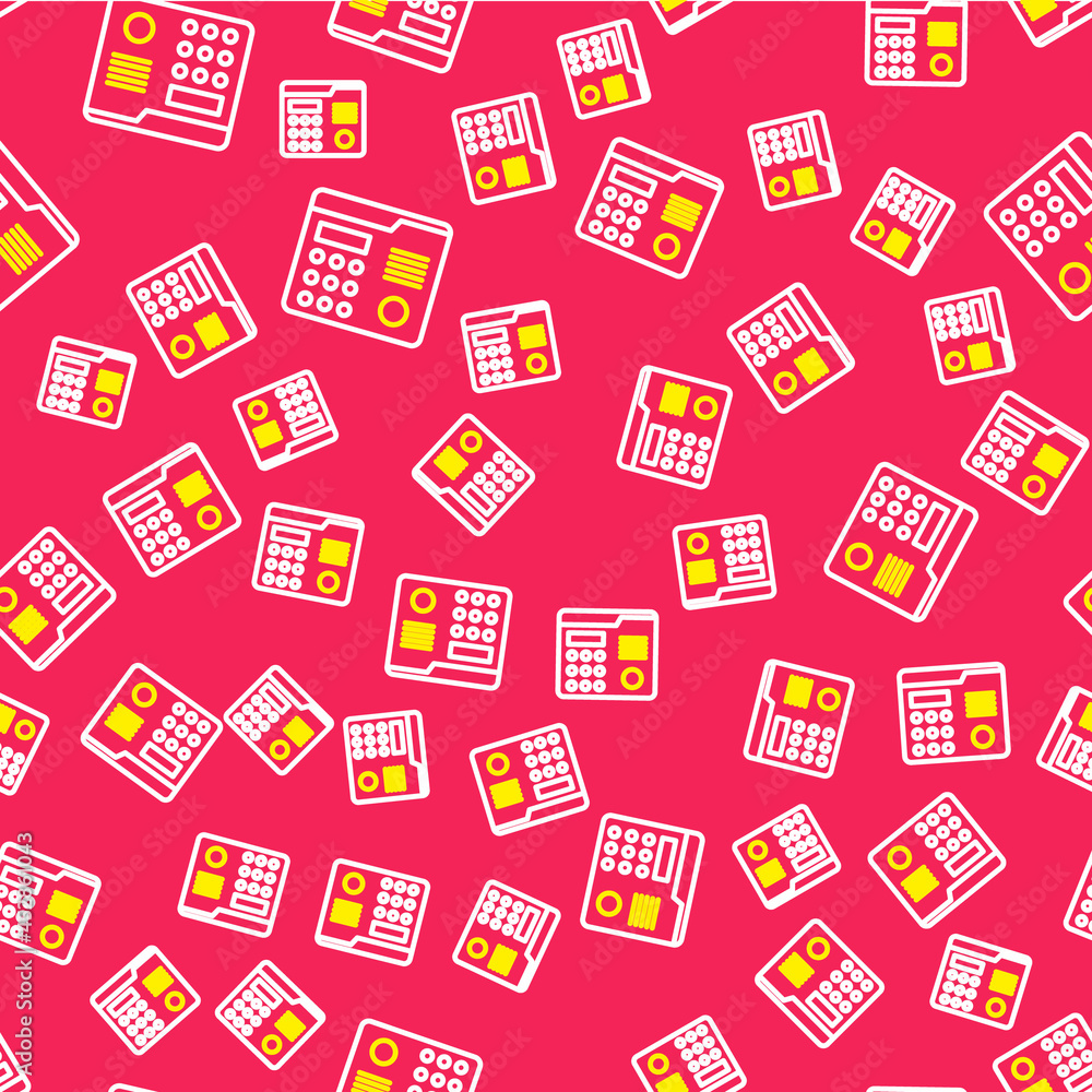 Line House intercom system icon isolated seamless pattern on red background. Vector Line House intercom system icon isolated seamless pattern on red background. Vector