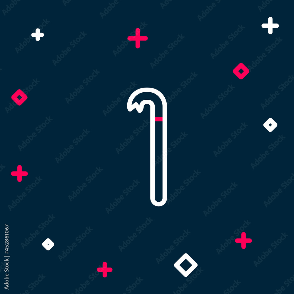 Fototapeta premium Line Crowbar icon isolated on blue background. Colorful outline concept. Vector
