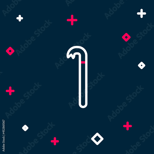 Line Crowbar icon isolated on blue background. Colorful outline concept. Vector