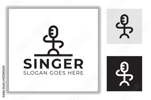 abstract people singer, podcast, public speak line art style logo template
