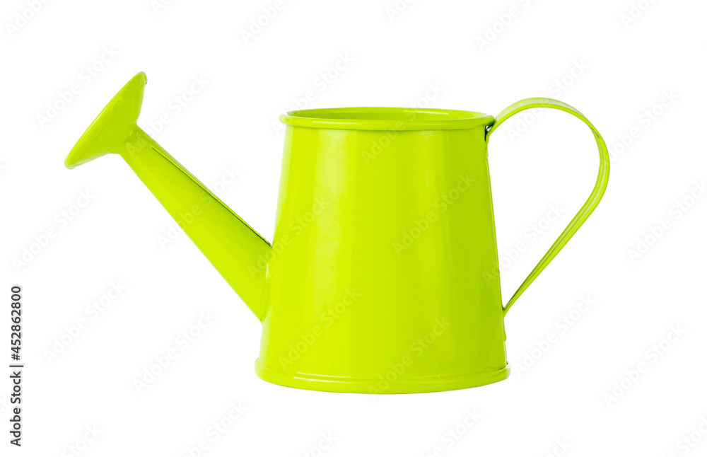 Garden watering can on a white background. Green watering can. Isolate on white. Garden watering can on a white background. Green watering can. Isolate on white.