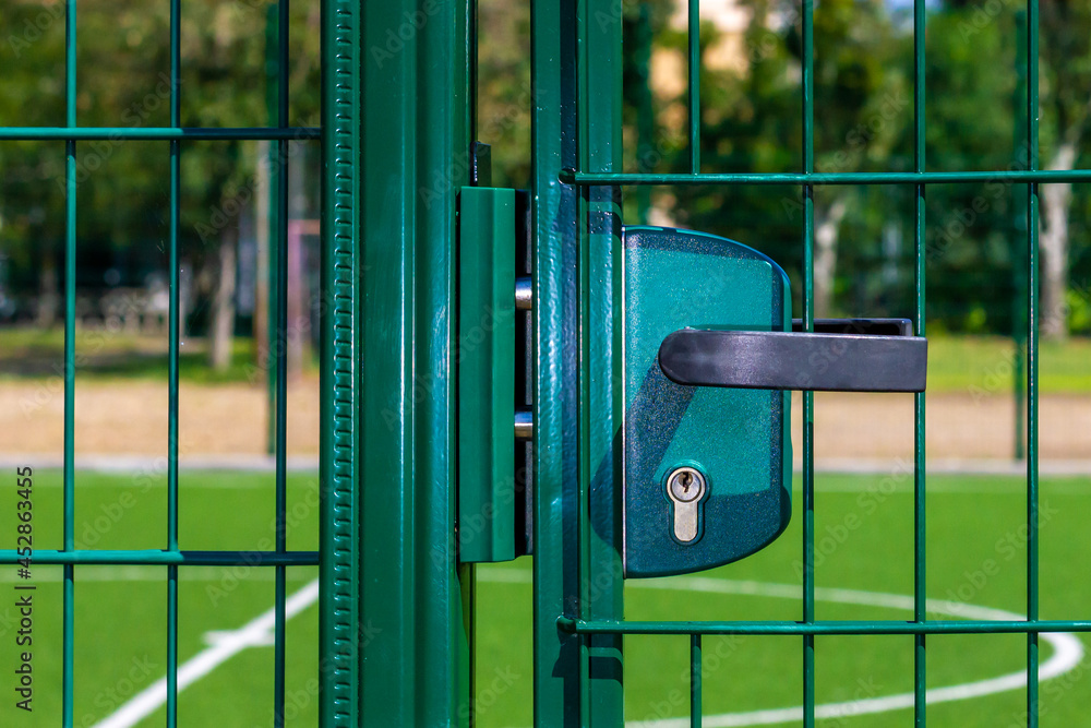 Steel door handle. Keyhole. Door lock. Outside. Protection. Steel door handle. Keyhole. Door lock. Outside. Protection.
