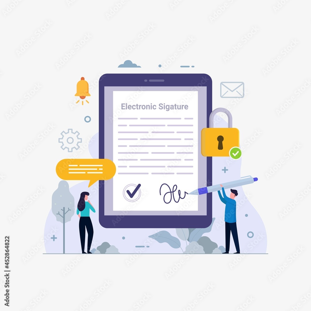 Electronic signature design concept. Digital signature vector illustration Electronic signature design concept. Digital signature vector illustration