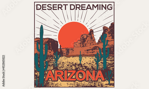 Cactus desert graphic artwork sketch  for apparel, sticker, poster, background and others. 